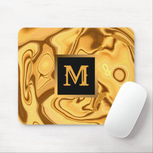 Luxury Elegant Gold Marble Monogrammed Muismat