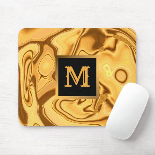 Luxury Elegant Gold Marble Monogrammed Muismat (Met muis)
