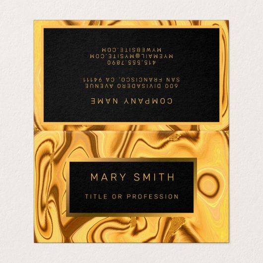 Luxury Elegant Gold Marble Tent Fold Visitekaartje (Buitenkant ongevouwen)