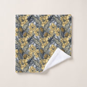 Luxury Elegant Gold N' Black Tropical Flowers Bad Handdoek (Wasdoekje)
