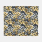 Luxury Elegant Gold N' Black Tropical Flowers Fleece Deken (Voorkant (Horizontaal))