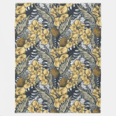 Luxury Elegant Gold N' Black Tropical Flowers Fleece Deken (Voorkant)