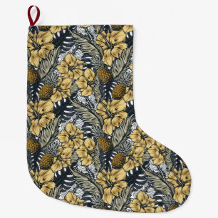 Luxury Elegant Gold N' Black Tropical Flowers Grote Kerstsok