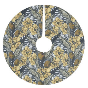 Luxury Elegant Gold N' Black Tropical Flowers Kerstboom Rok