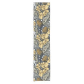 Luxury Elegant Gold N' Black Tropical Flowers Korte Tafelloper (Voorkant)
