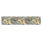 Luxury Elegant Gold N' Black Tropical Flowers Korte Tafelloper (Horizontaal)