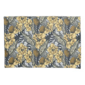 Luxury Elegant Gold N' Black Tropical Flowers Kussensloop (Voorkant)