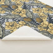 Luxury Elegant Gold N' Black Tropical Flowers Sherpa Deken (3/4)