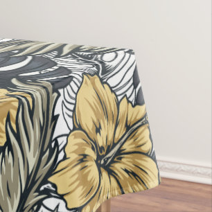 Luxury Elegant Gold N' Black Tropical Flowers Tafelkleed