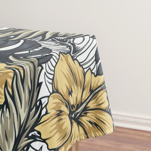Luxury Elegant Gold N' Black Tropical Flowers Tafelkleed (Voorbeeld)