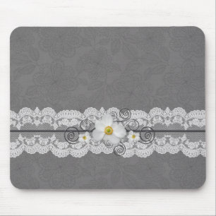 Luxury Elegant Gray Lace Mousepad Muismat
