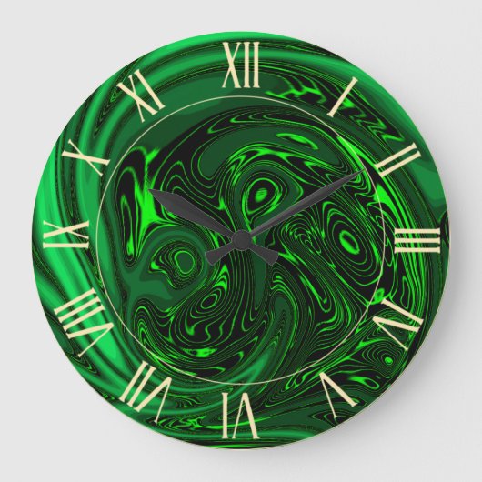 Luxury Elegant Green Dragon Horse Abstract Grote Klok (Voorkant)