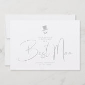 Luxury Elegant Grey Gorgeous Script Best Man Kaart (Voorkant)