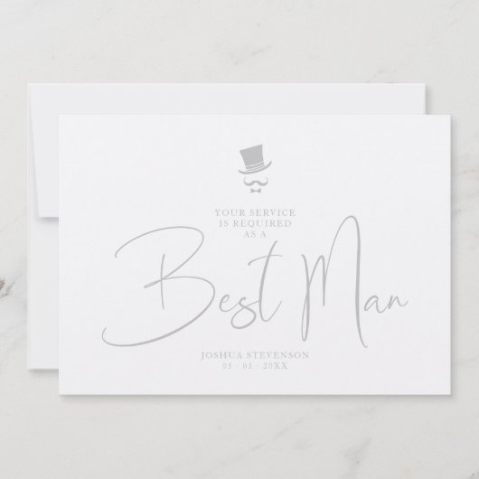 Luxury Elegant Grey Gorgeous Script Best Man Kaart (Voorkant)