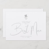 Luxury Elegant Grey Gorgeous Script Best Man Kaart (Voorkant / Achterkant)