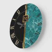 Luxury Elegant Modern Black Gold Marble Grote Klok (Hoek)