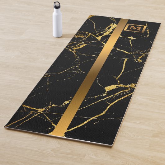 Luxury Elegant Modern Black Gold Marble Yogamat (In situ)