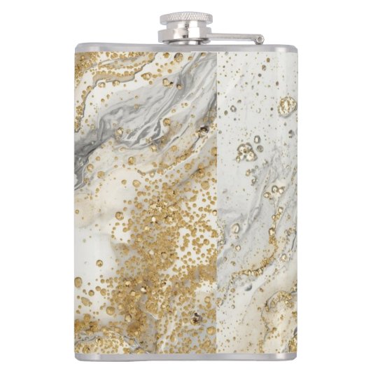 Luxury, Elegant, Modern Gold Grey Pattern Heupfles (Achterkant)