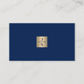 Luxury elegant monogram navy gold attorney visitekaartje (Voorkant)