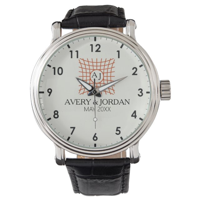 Luxury Elegant Monogram with Initials Horloge (Voorkant)