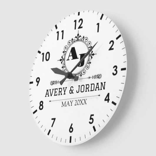 Luxury Elegant Monogram with Initials white Grote Klok (Hoek)