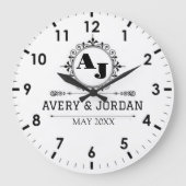 Luxury Elegant Monogram with Initials white Grote Klok (Voorkant)