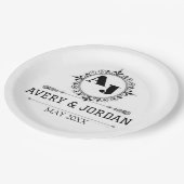 Luxury Elegant Monogram with Initials white Papieren Bordje (Gekanteld)