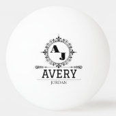 Luxury Elegant Monogram with Initials white Pingpongbal (Voorkant)