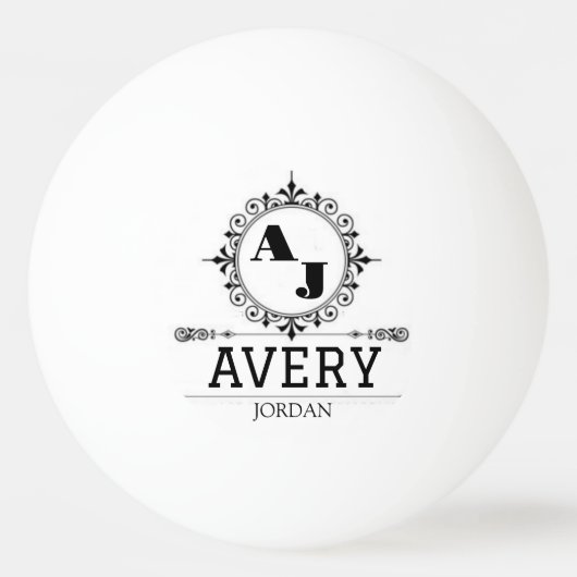 Luxury Elegant Monogram with Initials white Pingpongbal (Voorkant)