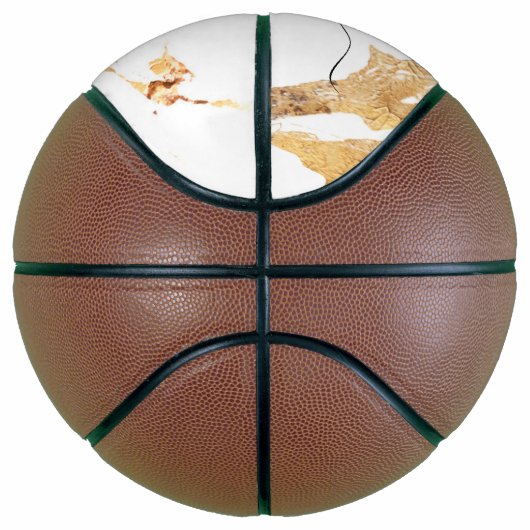 Luxury Elegant Monogrammed White Marble Gold Foil Basketbal (Rechts)