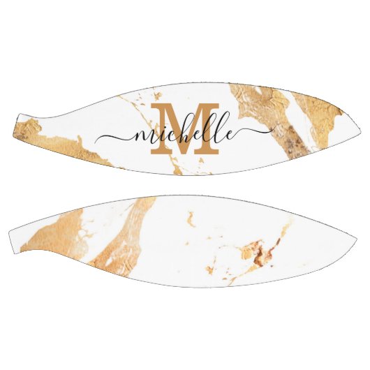 Luxury Elegant Monogrammed White Marble Gold Foil Basketbal (Panelen)