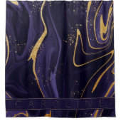 Luxury Elegant Paars Gold Marble Effect Name Show Douchegordijn (Voorkant)