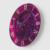 Luxury Elegant Pink Dragon Horse Abstract Grote Klok (Hoek)