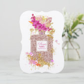 Luxury Elegant Pink Glitter Perfume Uitnodiging (Staand voorkant)