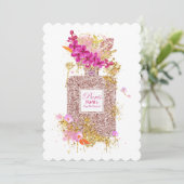 Luxury Elegant Pink Glitter Perfume Uitnodiging (Staand voorkant)
