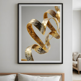 Luxury elegant ribbon heart. Valentine hearts. Poster