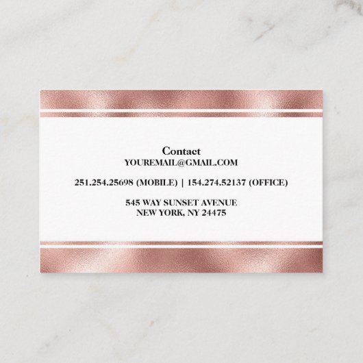 Luxury Elegant Roos Gold Visitekaartje (Achterkant)