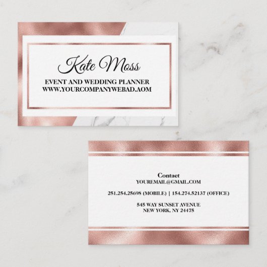 Luxury Elegant Roos Gold Visitekaartje (Voorkant / Achterkant)