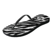 Luxury Elegant Silver Black Monogrammed Tiger Teenslippers (Schuin)