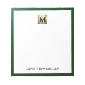 Luxury Emerald Gold Monogram Notitieblok (Voorkant)