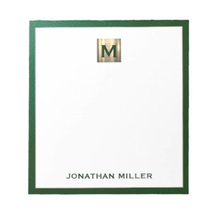 Luxury Emerald Gold Monogram Notitieblok