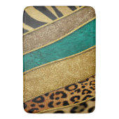 Luxury Emerald & Gold Safari Leopard Zebra Glitter Badmat (Voorkant Verticaal)