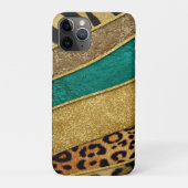 Luxury Emerald & Gold Safari Leopard Zebra Glitter Case-Mate iPhone Case (Achterkant)