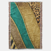 Luxury Emerald & Gold Safari Leopard Zebra Glitter Deken (Voorkant Verticaal)