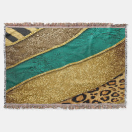 Luxury Emerald & Gold Safari Leopard Zebra Glitter Deken