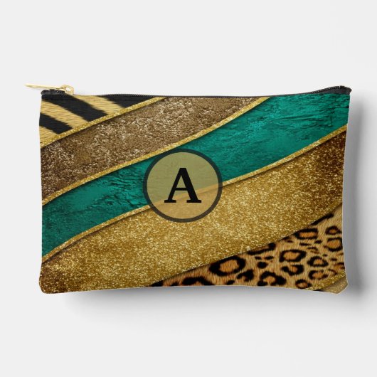 Luxury Emerald & Gold Safari Leopard Zebra Glitter Etui (Voorkant)