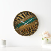 Luxury Emerald & Gold Safari Leopard Zebra Glitter Grote Klok (Huis)