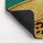 Luxury Emerald & Gold Safari Leopard Zebra Glitter Muismat (Hoek)