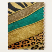 Luxury Emerald & Gold Safari Leopard Zebra Glitter Planner (Achterkant)