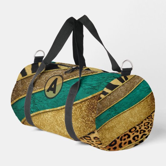 Luxury Emerald & Gold Safari Leopard Zebra Glitter Plunjezak (Linkerhoek)